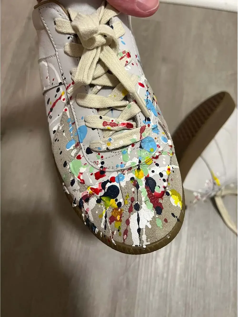 Maison Margiela GAT German Army Trainer Sneakers Paint Splatter Size 40